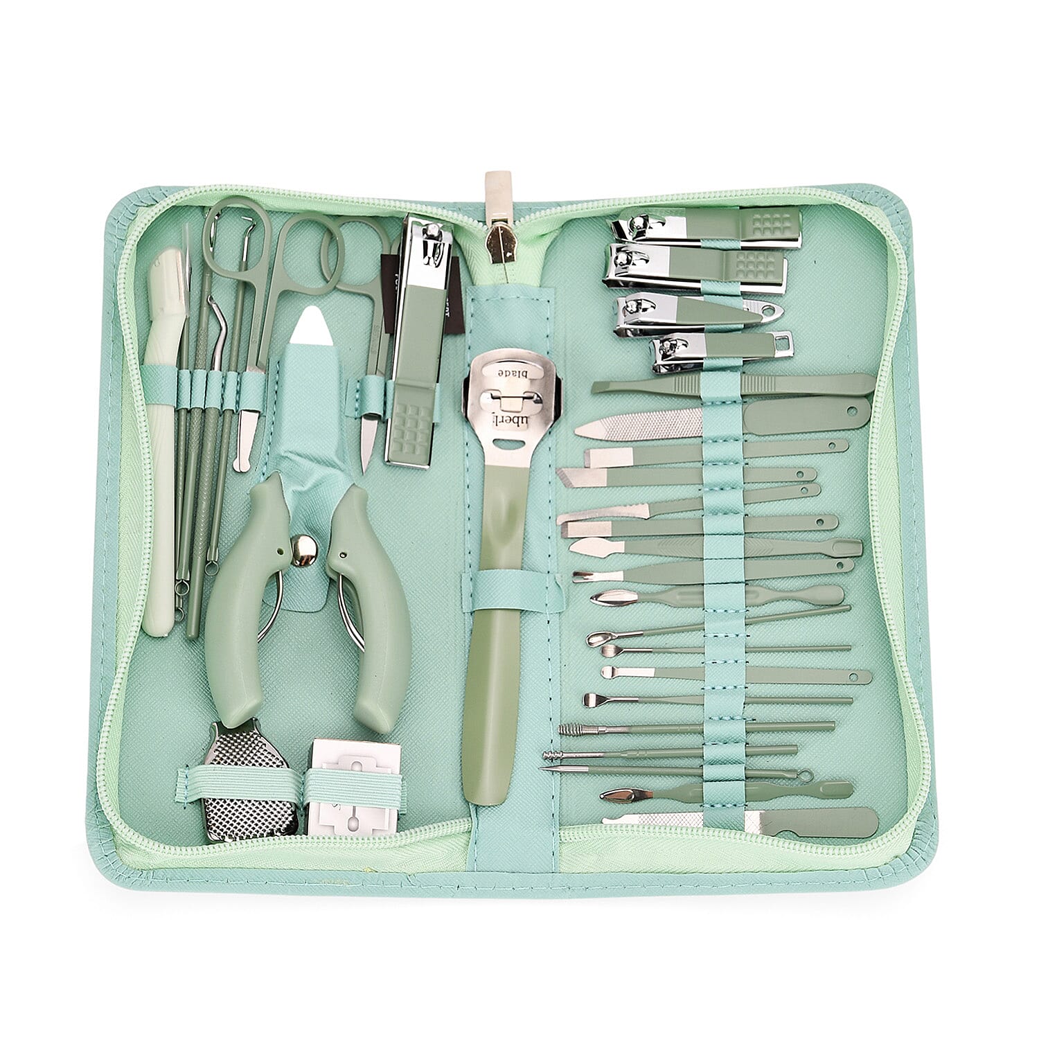 35-in-1 Manicure Set - Multi- Functional Toolkit- Includes, Clippers, Beauty Scissors, Cuticle Knife, Nail File and more - Green