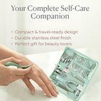 35-in-1 Manicure Set - Multi- Functional Toolkit- Includes, Clippers, Beauty Scissors, Cuticle Knife, Nail File and more - Green