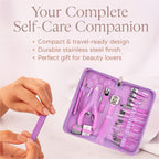 35-in-1 Manicure Set - Multi- Functional Toolkit- Includes, Clippers, Beauty Scissors, Cuticle Knife, Nail File and more - Purple
