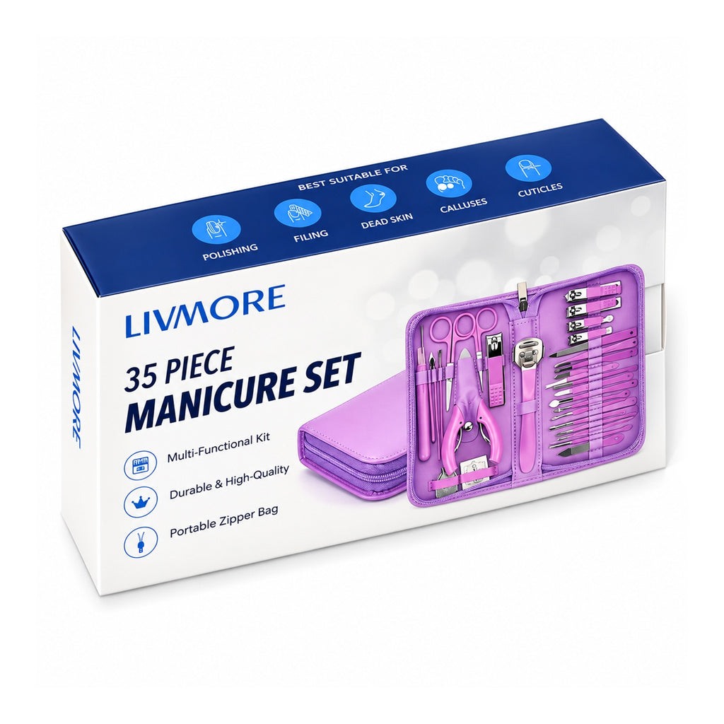 35-in-1 Manicure Set - Multi- Functional Toolkit- Includes, Clippers, Beauty Scissors, Cuticle Knife, Nail File and more - Purple_8084996_5