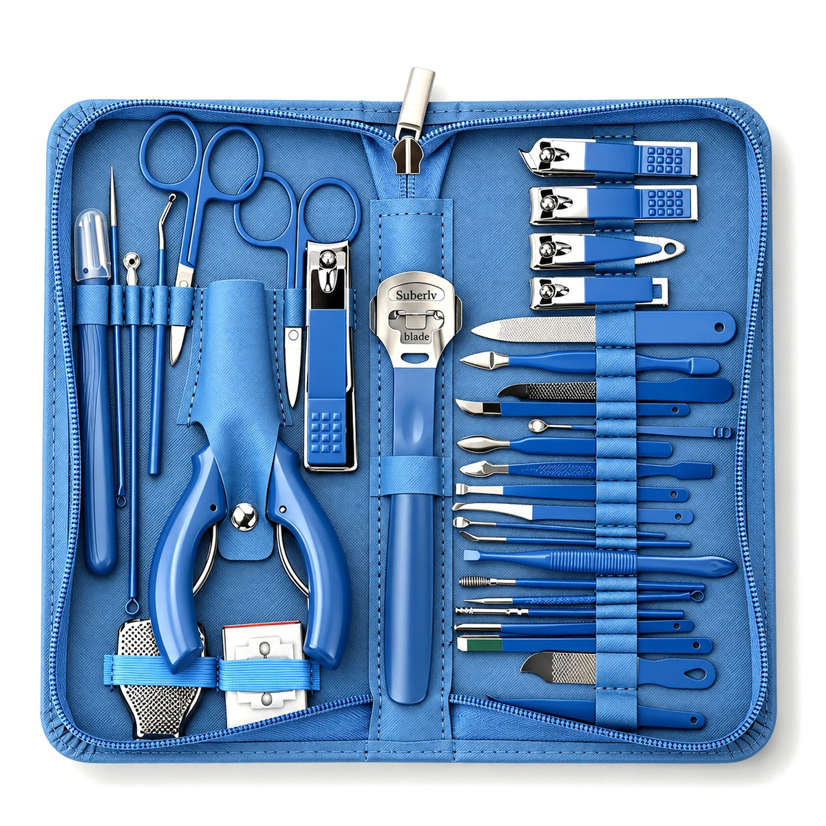 35-in-1 Manicure Set - Multi- Functional Toolkit- Includes, Clippers, Beauty Scissors, Cuticle Knife, Nail File and more - Blue_8084998