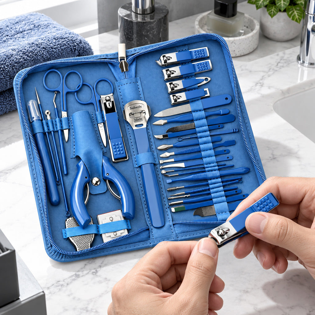 35-in-1 Manicure Set - Multi- Functional Toolkit- Includes, Clippers, Beauty Scissors, Cuticle Knife, Nail File and more - Blue_8084998_1