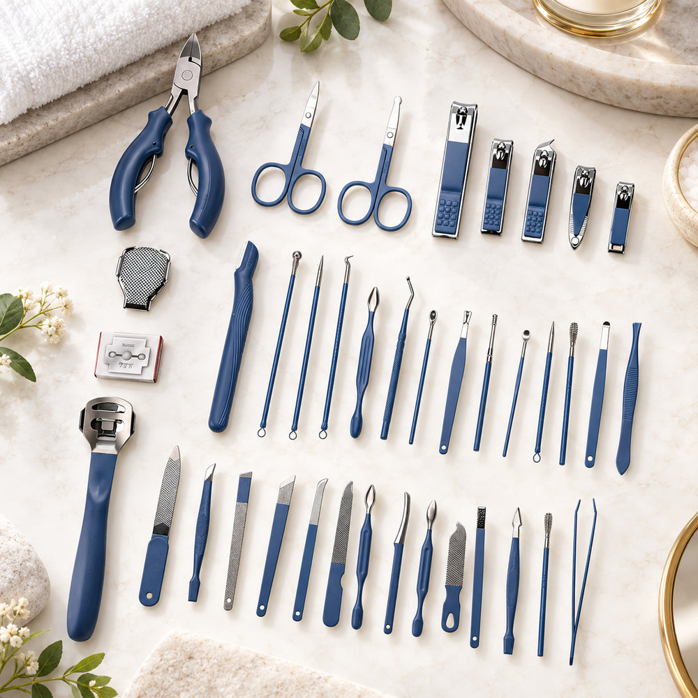 35-in-1 Manicure Set - Multi- Functional Toolkit- Includes, Clippers, Beauty Scissors, Cuticle Knife, Nail File and more - Blue_8084998_2