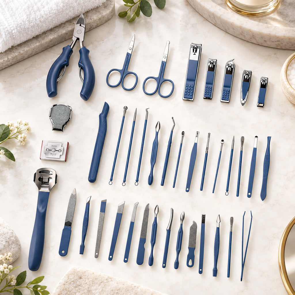 35-in-1 Manicure Set - Multi- Functional Toolkit- Includes, Clippers, Beauty Scissors, Cuticle Knife, Nail File and more - Blue_8084998_2