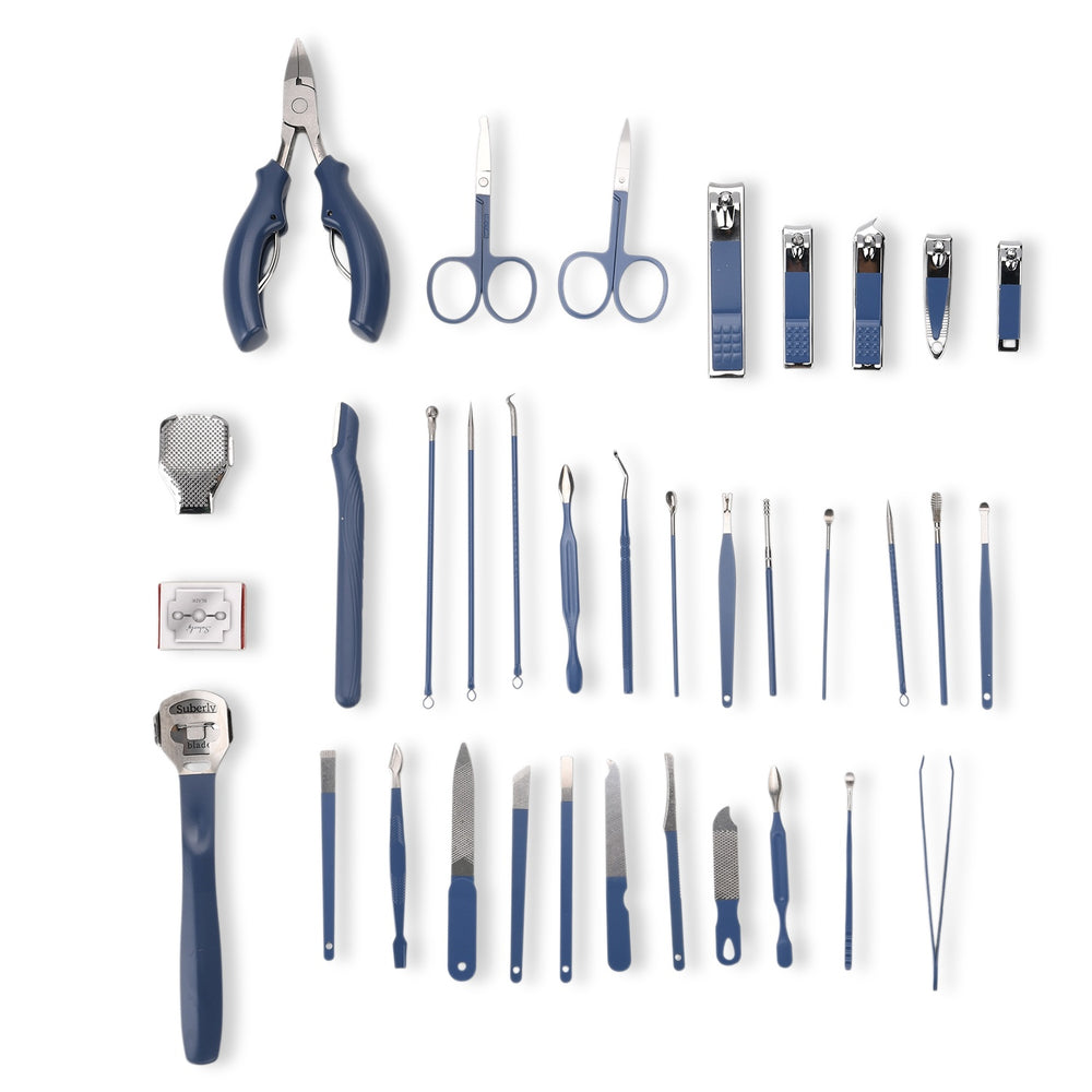 35-in-1 Manicure Set - Multi- Functional Toolkit- Includes, Clippers, Beauty Scissors, Cuticle Knife, Nail File and more - Blue_8084998_3