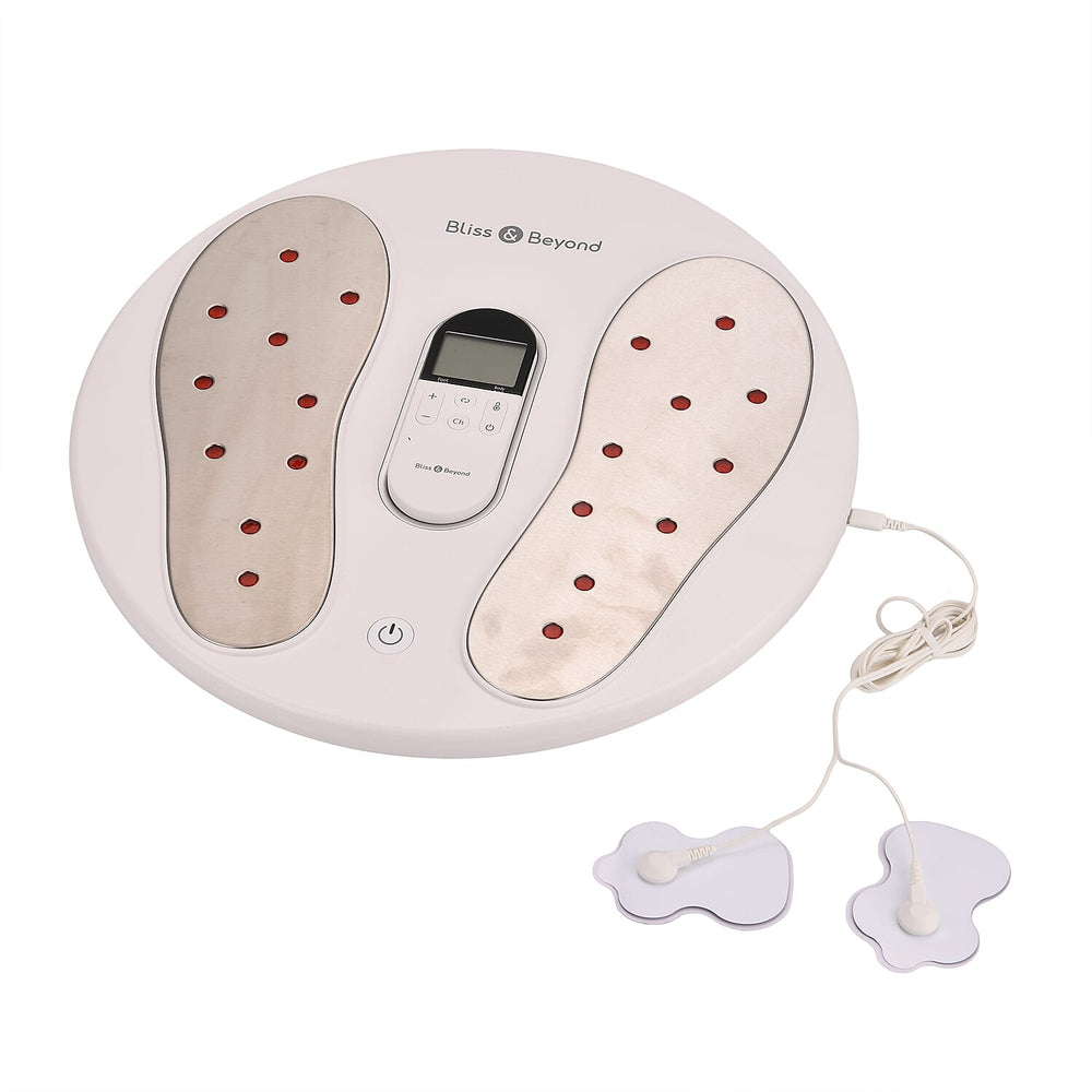 LOWEST EVER PRICE - Bliss - Beyond EMS and TENS, Red Light Therapy Heating Foot Massager (9 Modes, 20 Intensity Levels), Including Electrode Pads - White