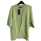 Sugar Crisp Cotton Open Knit Short Sleeve Bolero Cardigan (Size L) - Lime