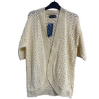 Sugar Crisp Cotton Open Knit Short Sleeve Bolero Cardigan (Size L) - Yellow