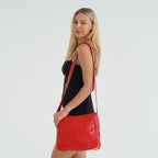 Patchwork Genuine Leather Crossbody Bag with Adjustable Shoulder Strap (125cm) - Red_8087717_2