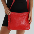 Patchwork Genuine Leather Crossbody Bag with Adjustable Shoulder Strap (125cm) - Red_8087717_3