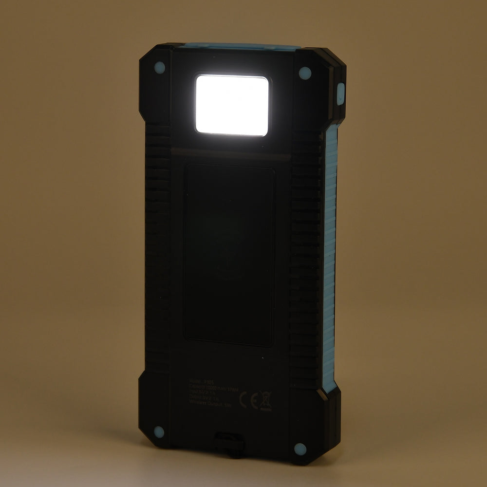 3 in 1 - 10000mAh Solar Power Bank with 5W Wireless Charging and LED Light - Black_8099110_1