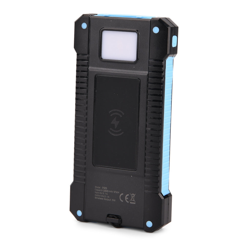 3 in 1 - 10000mAh Solar Power Bank with 5W Wireless Charging and LED Light - Black_8099110_2