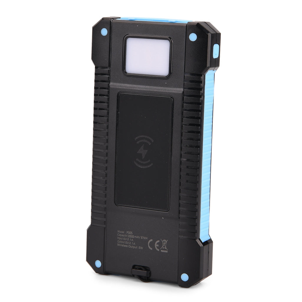 3 in 1 - 10000mAh Solar Power Bank with 5W Wireless Charging and LED Light - Black_8099110_2
