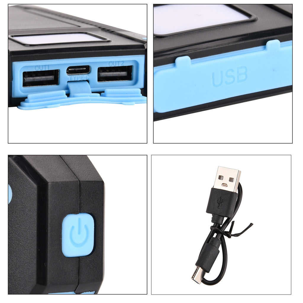 3 in 1 - 10000mAh Solar Power Bank with 5W Wireless Charging and LED Light - Black_8099110_6