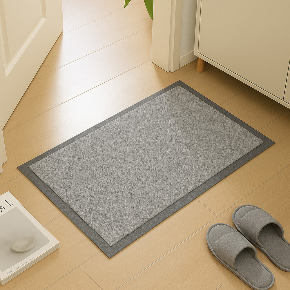 Ultra Absorbant Non Slip Doormat- Protect your floors and catch dirt and mud at the door Machine Washable - 60X40 cm - Grey