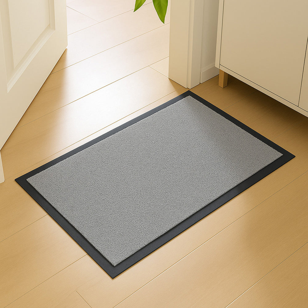 Ultra Absorbant Non Slip Doormat- Protect your floors and catch dirt and mud at the door Machine Washable - 60X40 cm - Grey