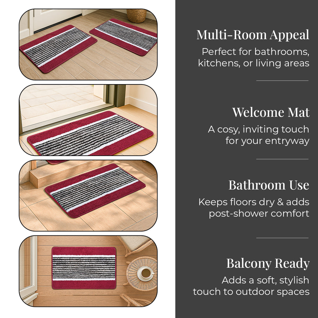 Patterned Rug and Door Mat (Size 45x1 cm) - Maroon & Maroon_8101368_2