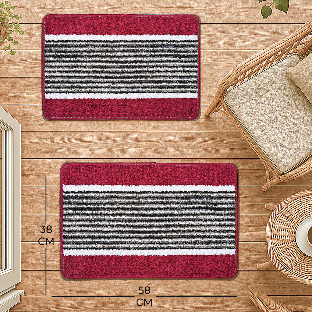 Patterned Rug and Door Mat (Size 45x1 cm) - Maroon & Maroon_8101368_5