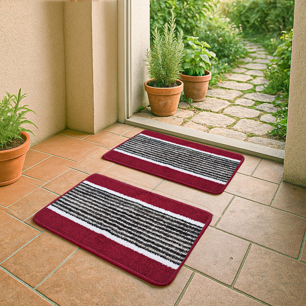 Patterned Rug and Door Mat (Size 45x1 cm) - Maroon & Maroon_8101368_7