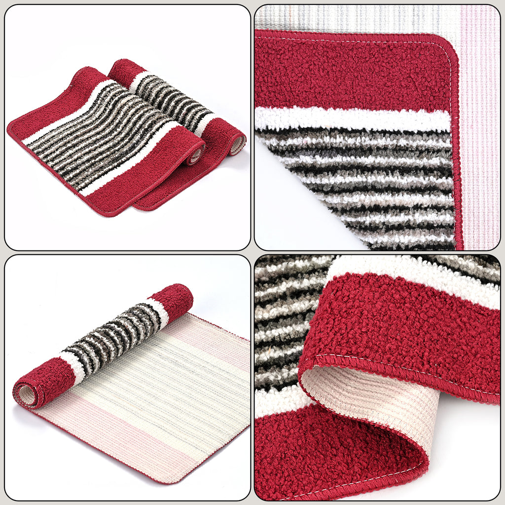 Patterned Rug and Door Mat (Size 45x1 cm) - Maroon & Maroon_8101368_8