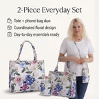 Flower Tote Bag (Size 40x12x34 cm) - Multi Color & White