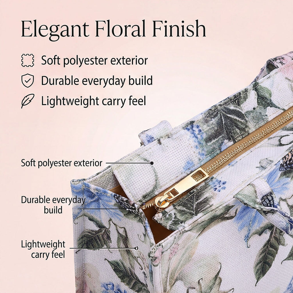 Flower Tote Bag (Size 40x12x34 cm) - Multi Color & White