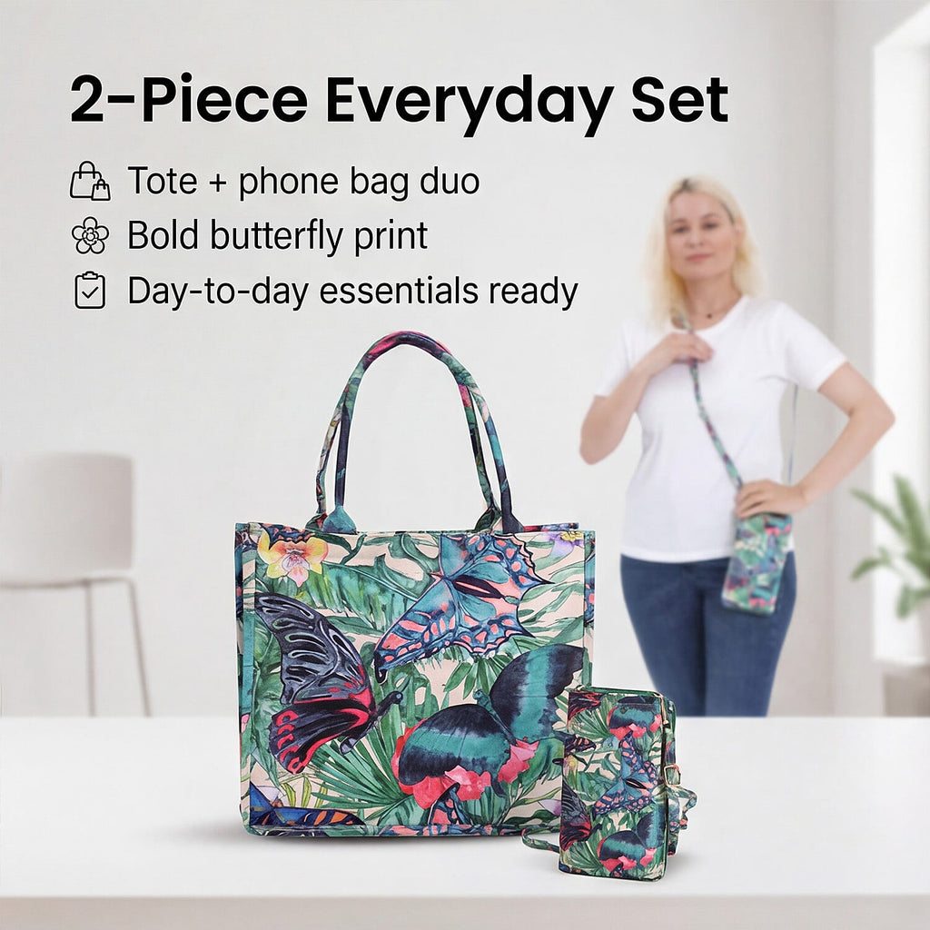 Butterfly Tote Bag (Size 40x12x34 cm) - Multi Color & Multicolor