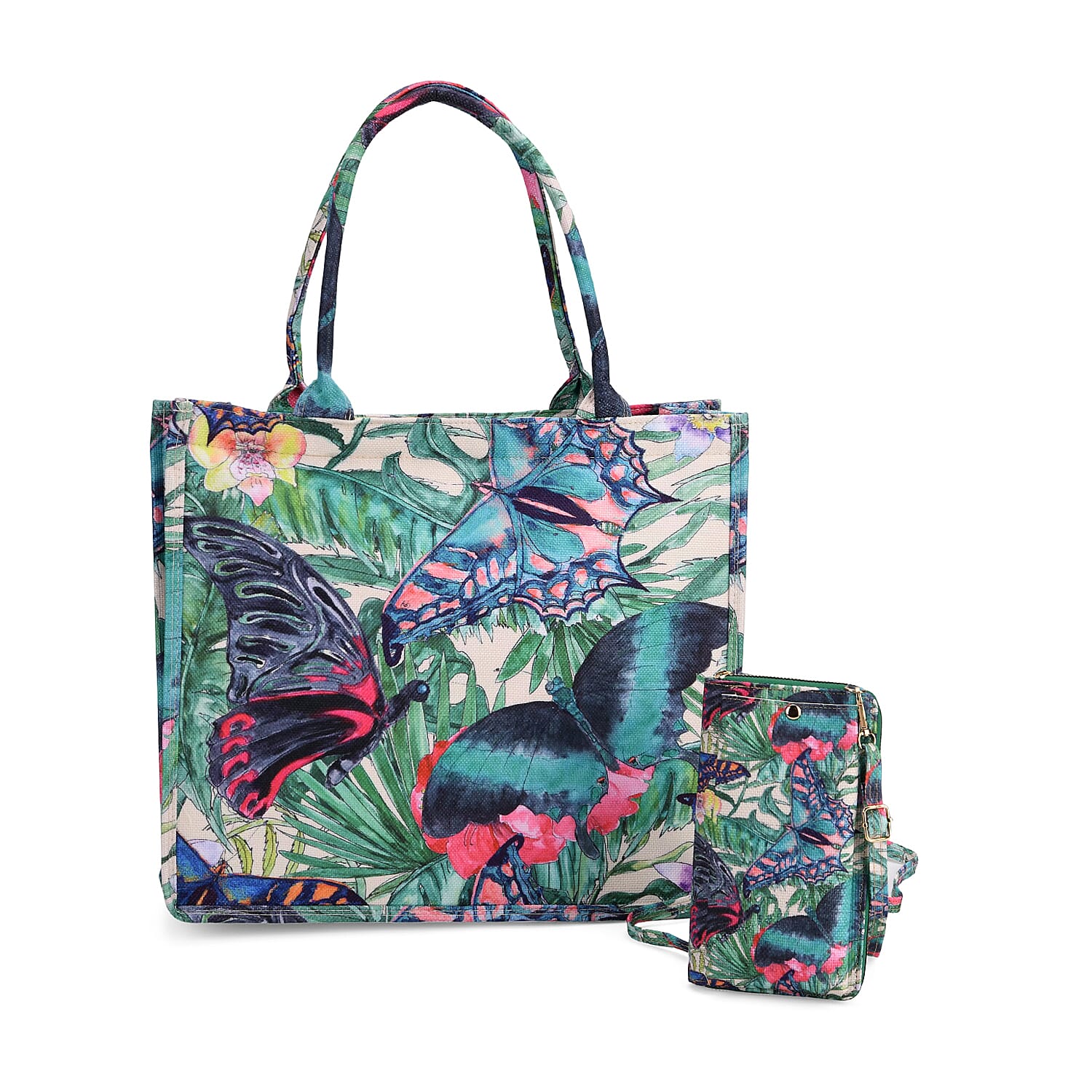 Butterfly Tote Bag (Size 40x12x34 cm) - Multi Color & Multicolor