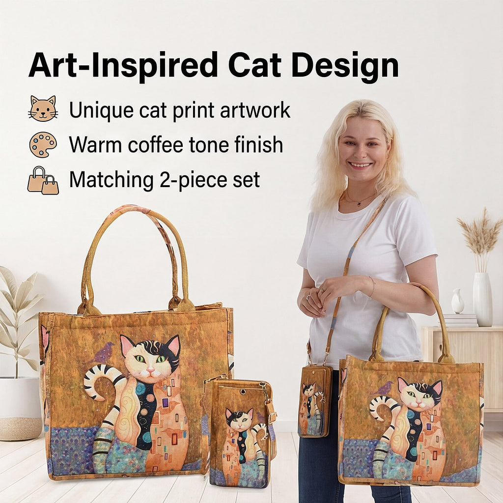 Flower Tote Bag (Size 40x12x34 cm) - Coffee & Black Pink