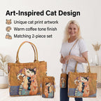 Flower Tote Bag (Size 40x12x34 cm) - Coffee & Black Pink