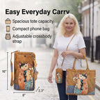 Flower Tote Bag (Size 40x12x34 cm) - Coffee & Black Pink