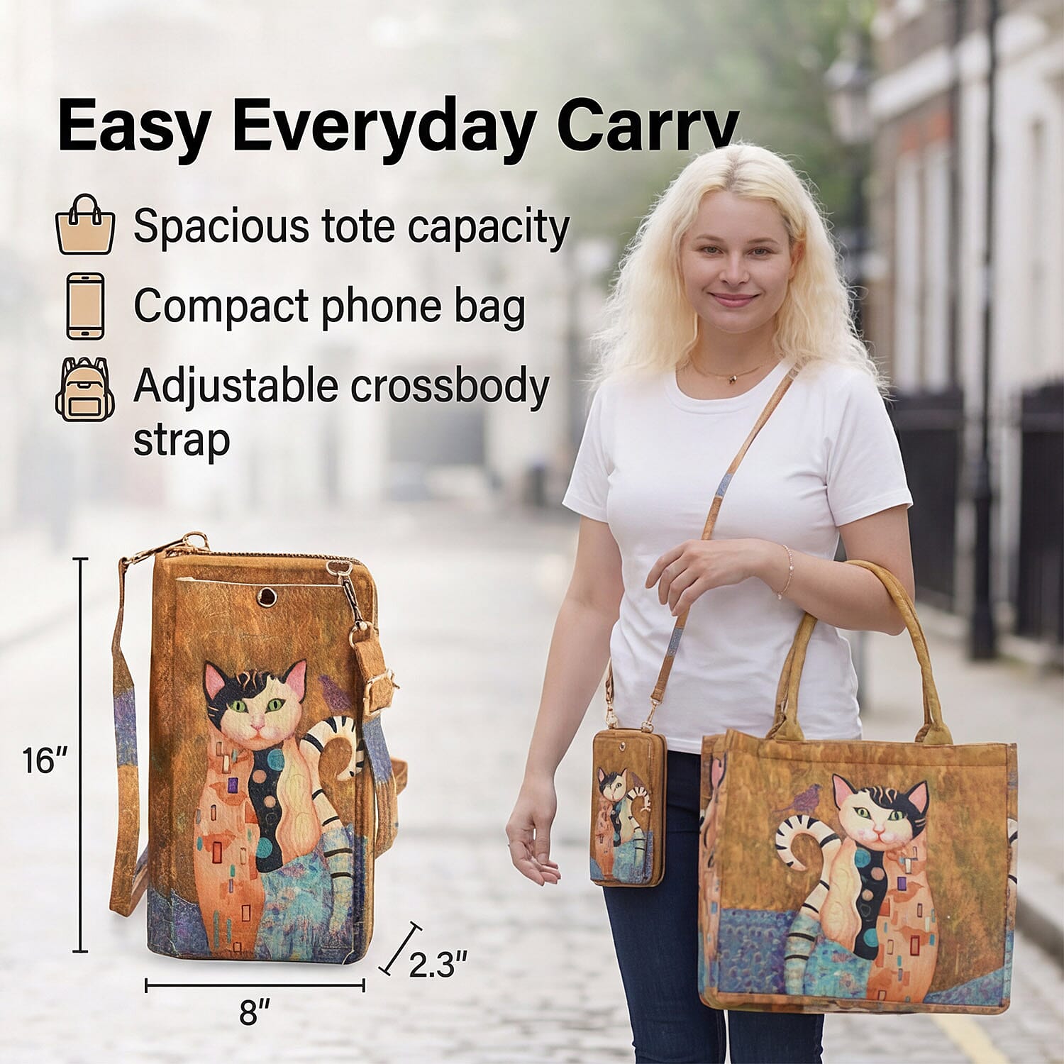 Flower Tote Bag (Size 40x12x34 cm) - Coffee & Black Pink