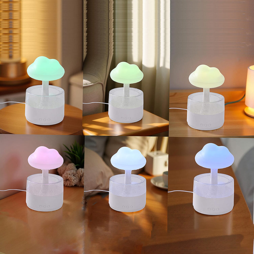 Homesmart Rainy Cloudy Humidifier with 7-Color LED Light - Including 10 Essential Oils  - White Aroma Diffuser