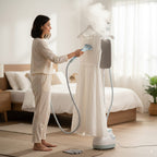 Bliss and Beyond Garment Steamer - 1800W, 1.6L Tank with Ironing Board - Glove - White - Blue