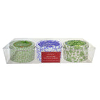 Set of 3 Scented Candles in Tins - Basil & Peach, Dried Cotton, Herb Garden