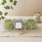 Set of 3 Scented Candles in Tins - Basil & Peach, Dried Cotton, Herb Garden