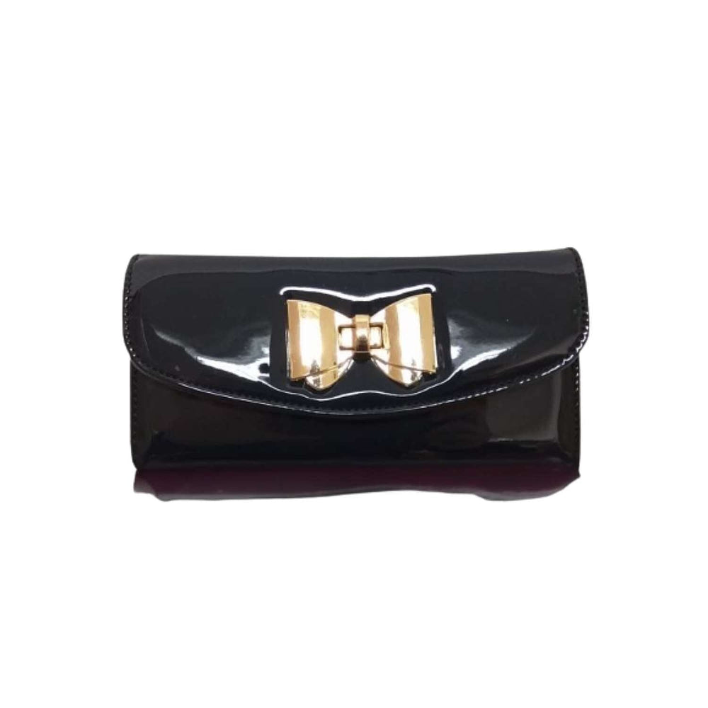 Designer Inspired Women Bow Purse with Gift Box - Black