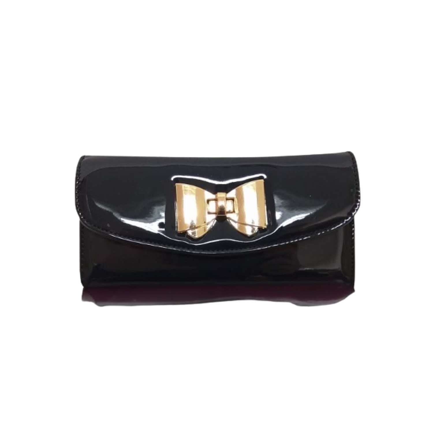 Designer Inspired Women Bow Purse with Gift Box - Black