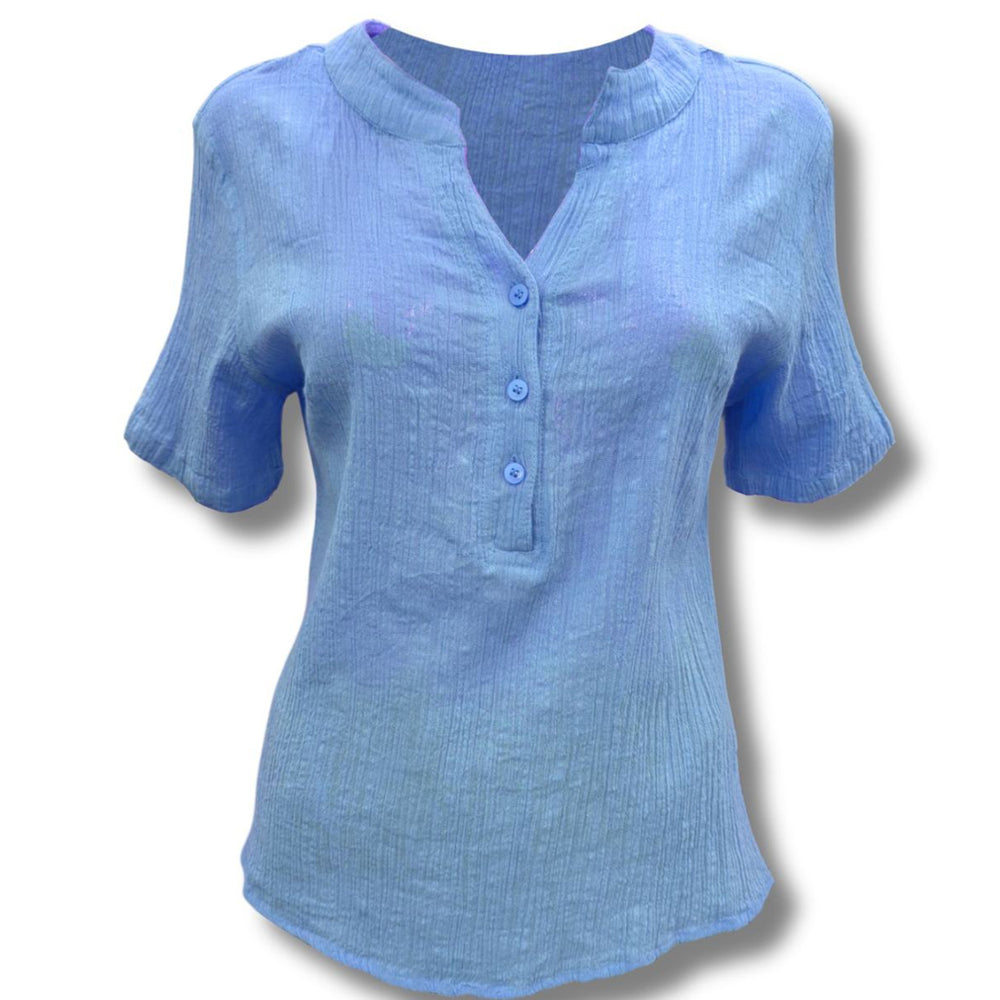 Anamor Cotton Knitted Top (Size - Medium) - Blue_8128824