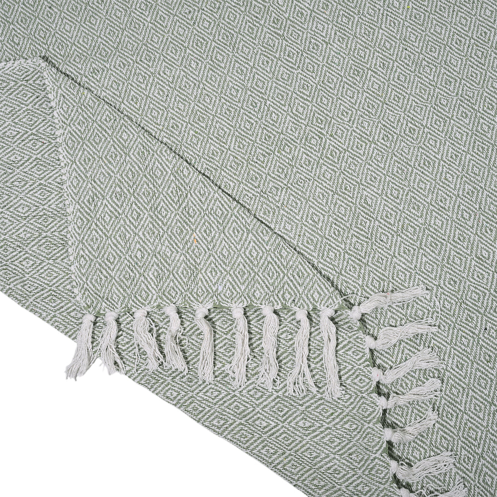 Hush Haven Cotton Chevron Throw Blanket (Size 150x1 cm) - Sage Green & Grey_8129589_5