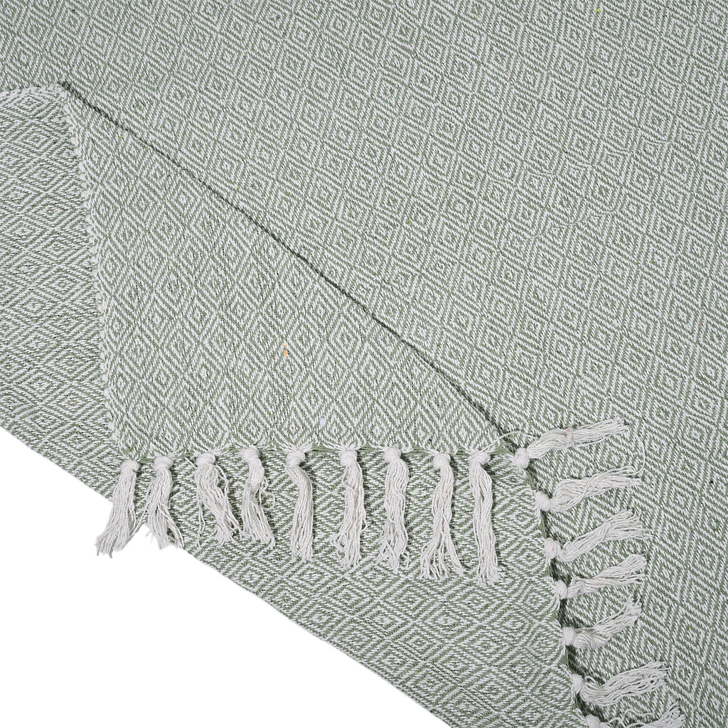 Hush Haven Cotton Chevron Throw Blanket (Size 150x1 cm) - Sage Green & Grey_8129589_5
