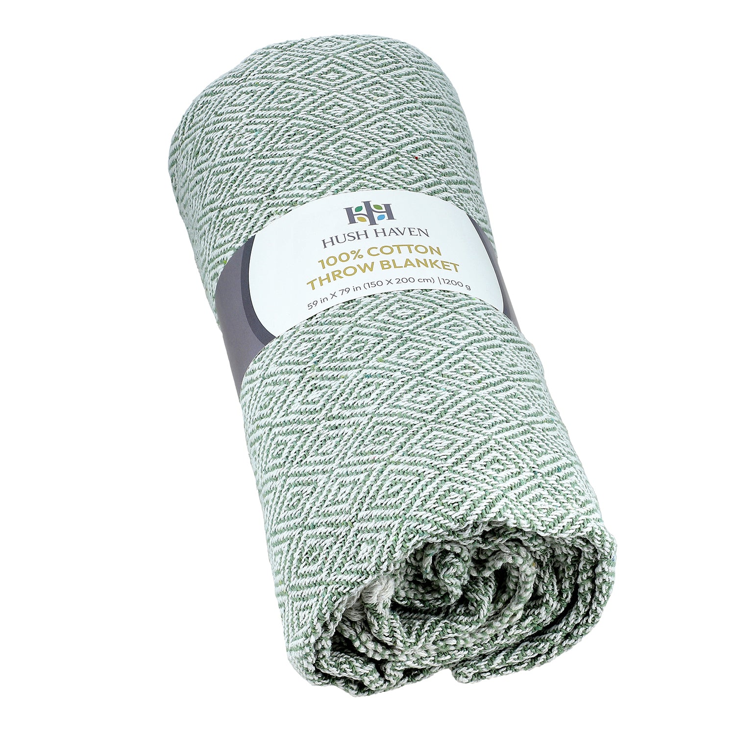 Hush Haven Cotton Chevron Throw Blanket (Size 150x1 cm) - Sage Green & Grey_8129589_6