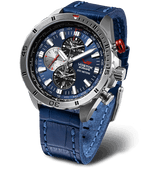 VOSTOK EUROPE Almaz Seiko Epson YM26 Quartz Movt. 20ATM WR Blue Dial - Grey Case Mens Watch with Blue Leather Strap