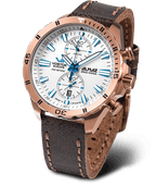 VOSTOK EUROPE Almaz Miyota 6S11 Quartz Movt. 20ATM WR White Dial - Rose Case Mens Watch with Brown Leather Strap