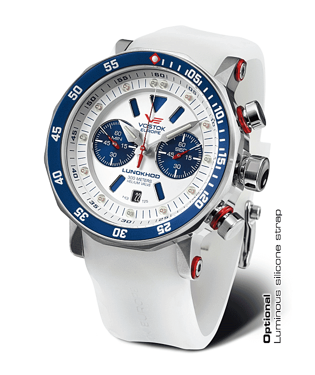 VOSTOK EUROPE Lunokhod Miyota 6S21 Quartz Movt. 30ATM WR White Dial Mens Watch with White Colour Strap
