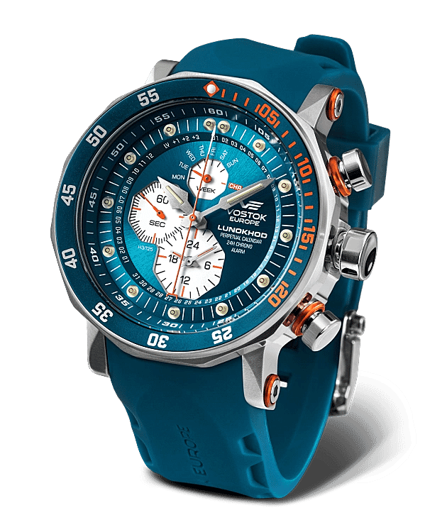VOSTOK EUROPE Lunokhod Seiko Epson YM86 Quartz Movt. 20ATM WR Blue Dial Mens Watch with Blue Colour Strap