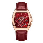 Gamages Of London Limited Edition Fortis Mecha Quartz Movt. 3ATM Water Resistance Watch With Genuine Leather Strap - Red (With 5 Year Warranty)
