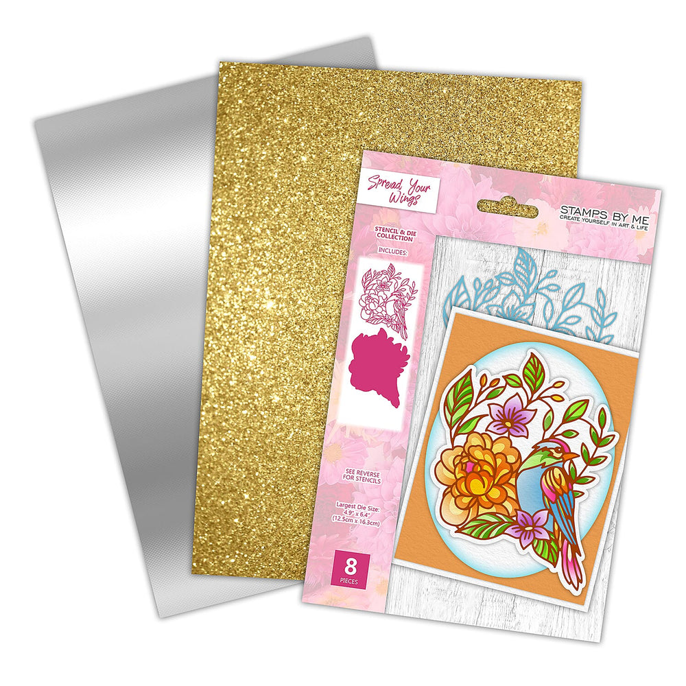 "EXCLUSIVE TO IDEAL WORLD  STENCIL DIE AND PAPER COLLECTION - SPREAD YOUR WINGS