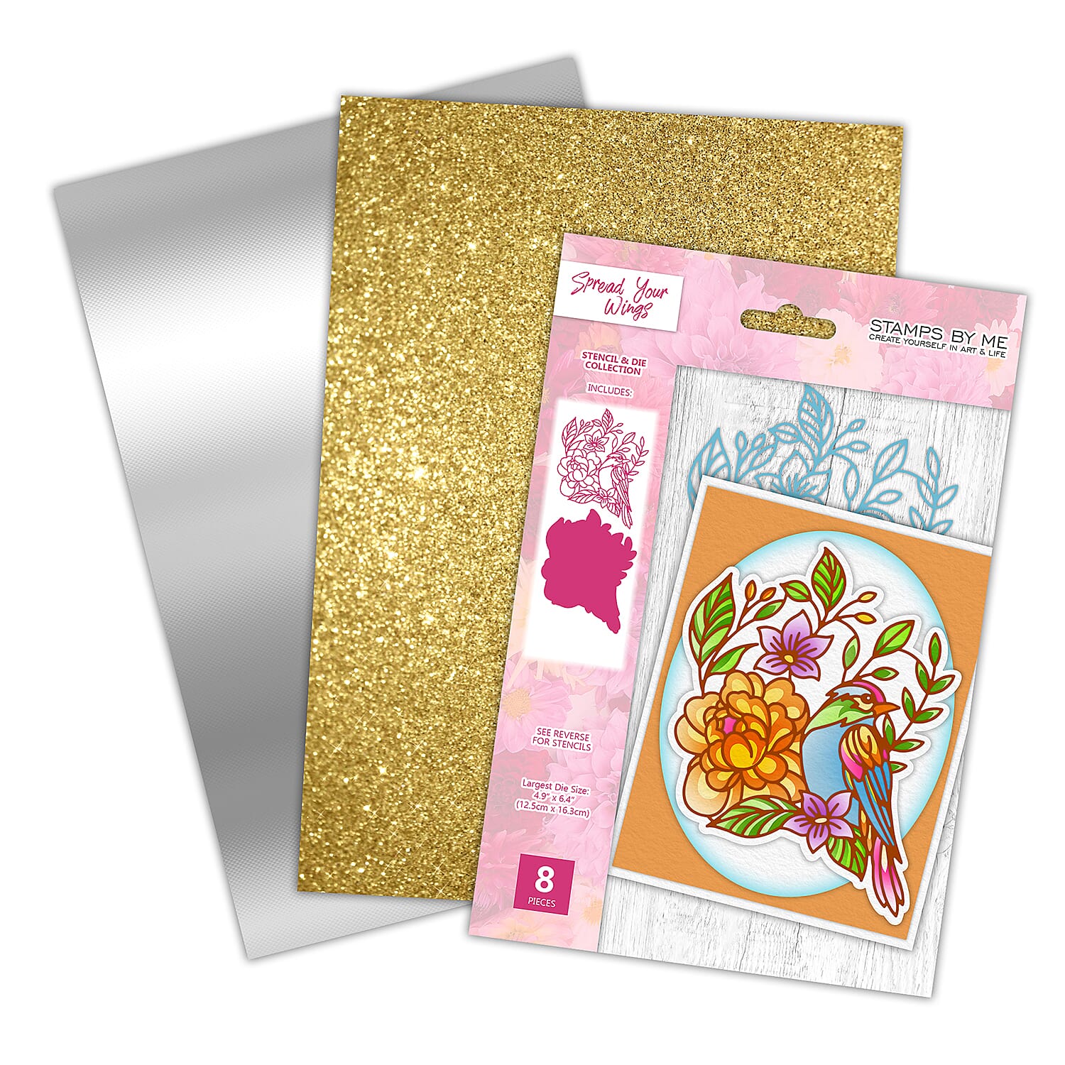 "EXCLUSIVE TO IDEAL WORLD  STENCIL DIE AND PAPER COLLECTION - SPREAD YOUR WINGS
