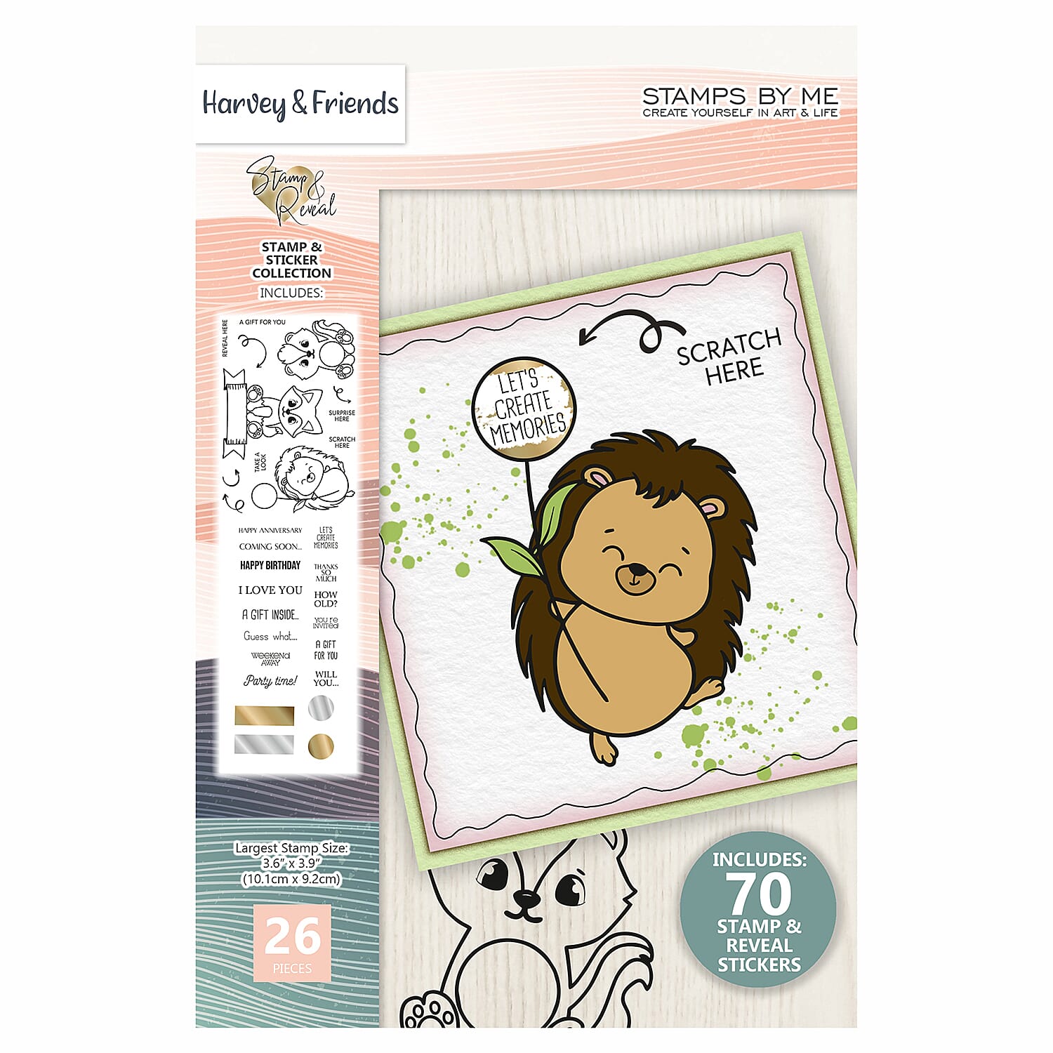HARVEY AND FRIENDS - 26 STAMPS - 70 GOLD AND SILVER STICKERS